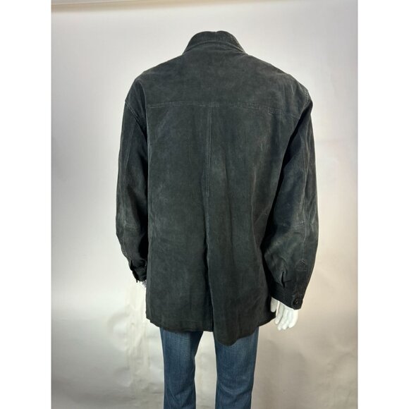 Claiborne Mens Large Suede Leather Button-Up Shirt Jacket Black - Picture 13 of 16